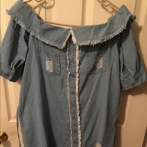 Off shoulder jean dress